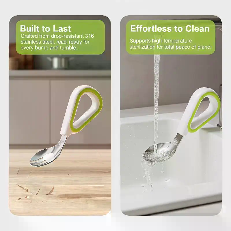 Self Feed Spoon - Baby Self Feeding Spoon Fork Set
