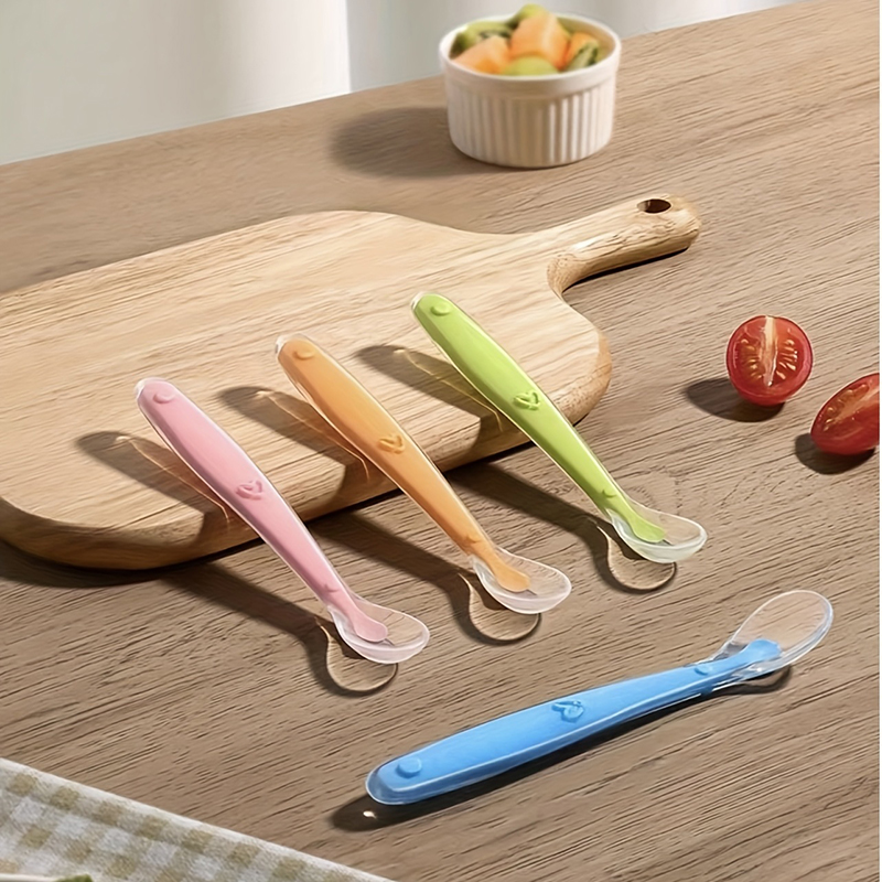 Self Feed Spoon - 1/2pcs Soft Tip Baby Silicone Spoon