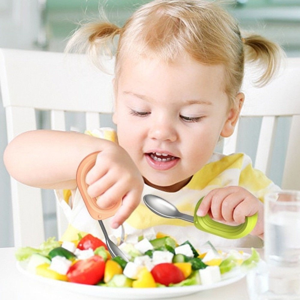 Silicone Handle Baby Silicone  - Self Feed Spoon 评论和价格