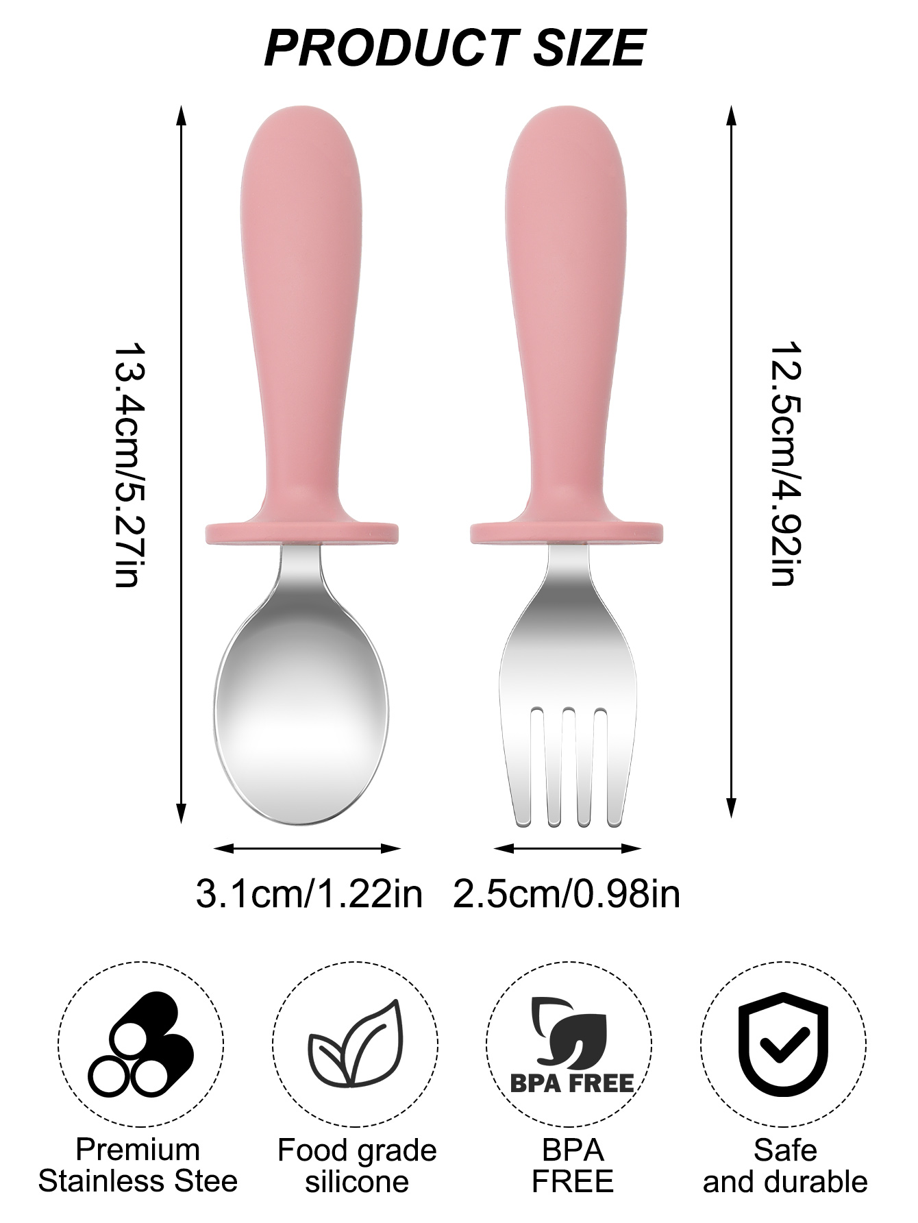 2PCS Stainless Steel Fork Spoo - Baby Food Weaning 评论和价格