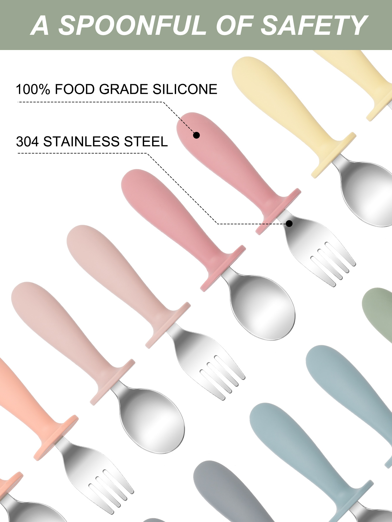 2PCS Stainless Steel Fork Spoo - Baby Food Weaning 评论和价格