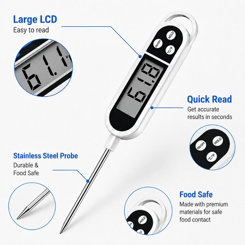 Digital Probe Thermometer Wide - Baby Food Oil 评论和价格