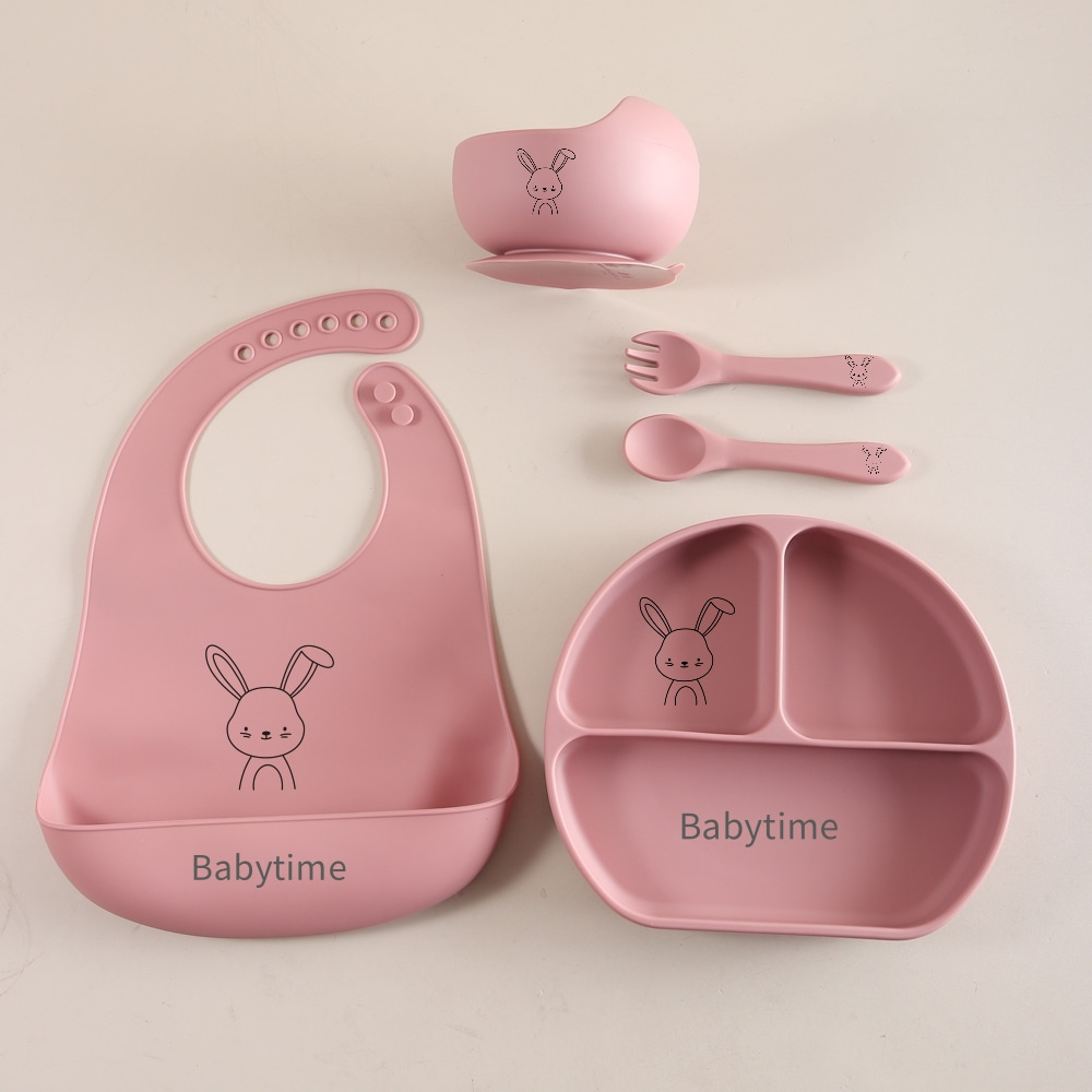 5pcs Bunny Baby Utensils Set,  - Baby Food Weaning 评论和价格