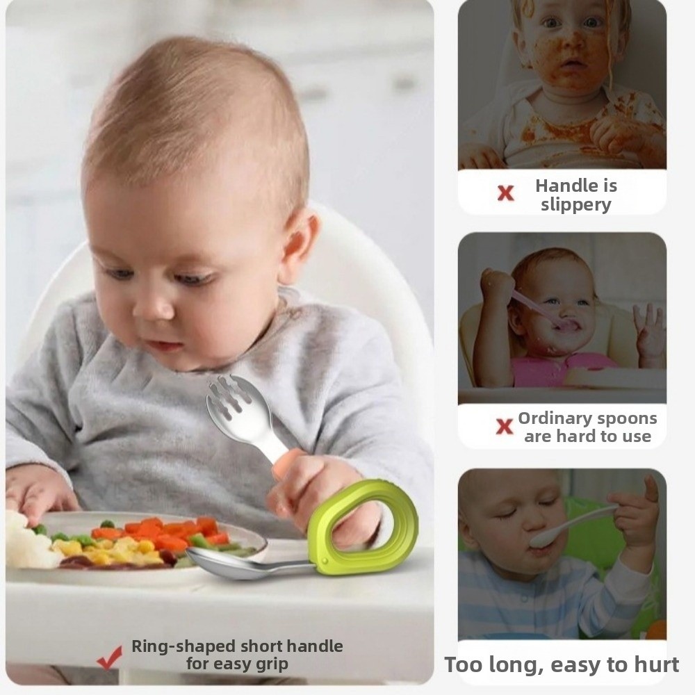 Silicone Handle Baby Silicone  - Self Feed Spoon 评论和价格