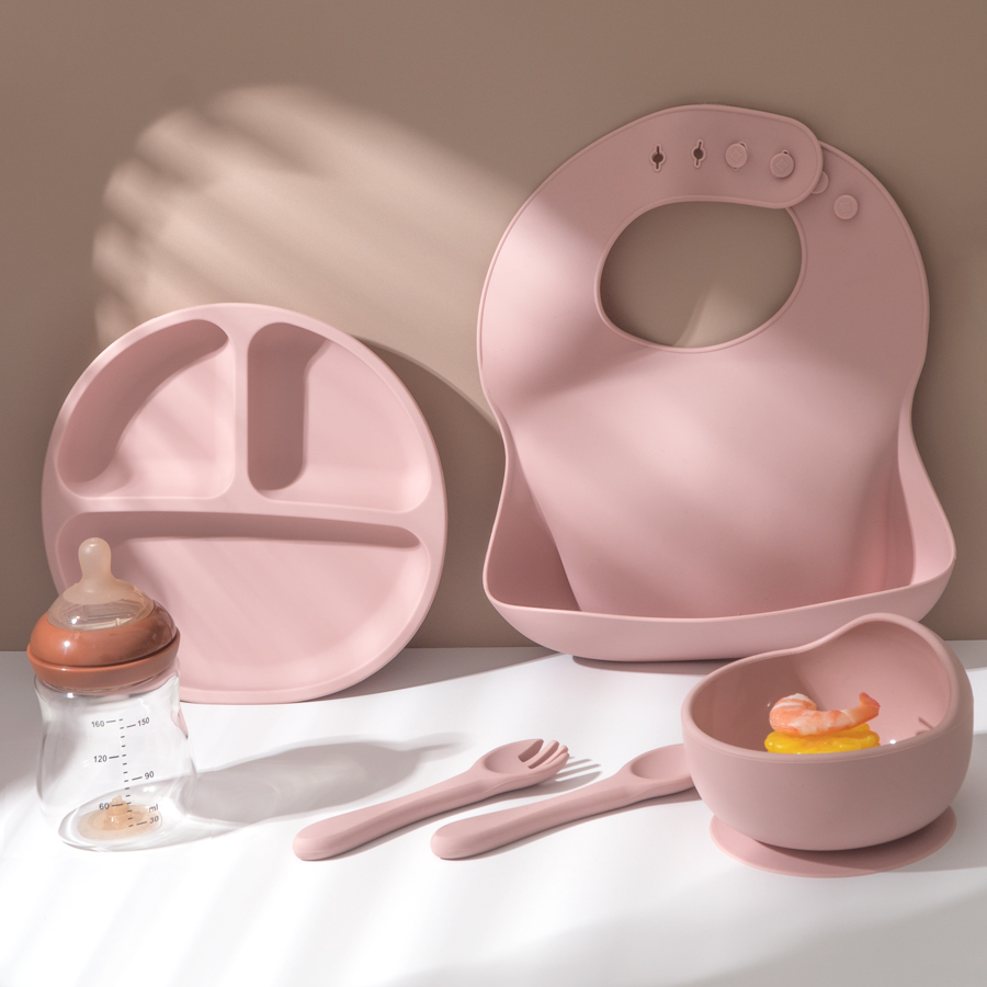 5Pcs Baby Silicone Feeding Set - Baby Food Utensil 评论和价格