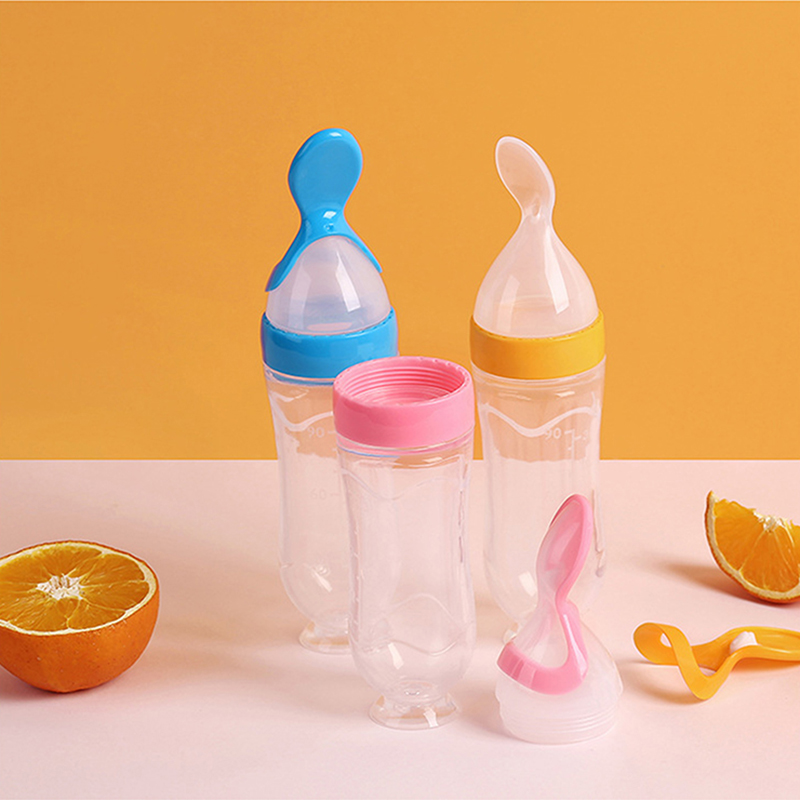 Squeezing Feeding Bottle Silic - Self Feed Spoon 评论和价格