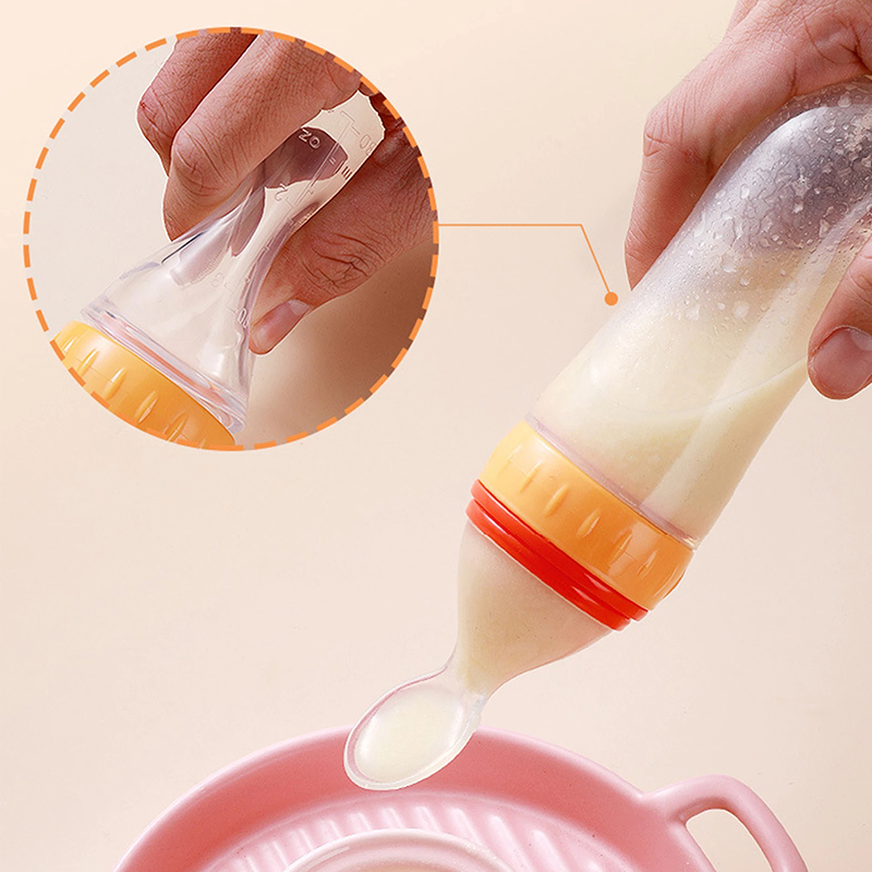 Squeezing Feeding Bottle Silic - Self Feed Spoon 评论和价格