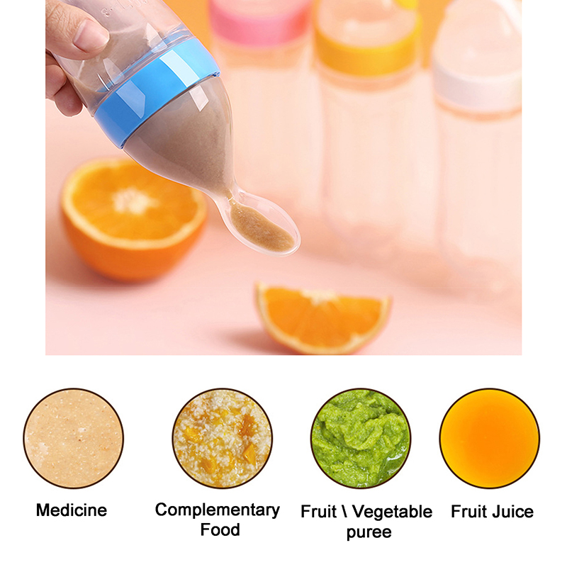 Squeezing Feeding Bottle Silic - Self Feed Spoon 评论和价格
