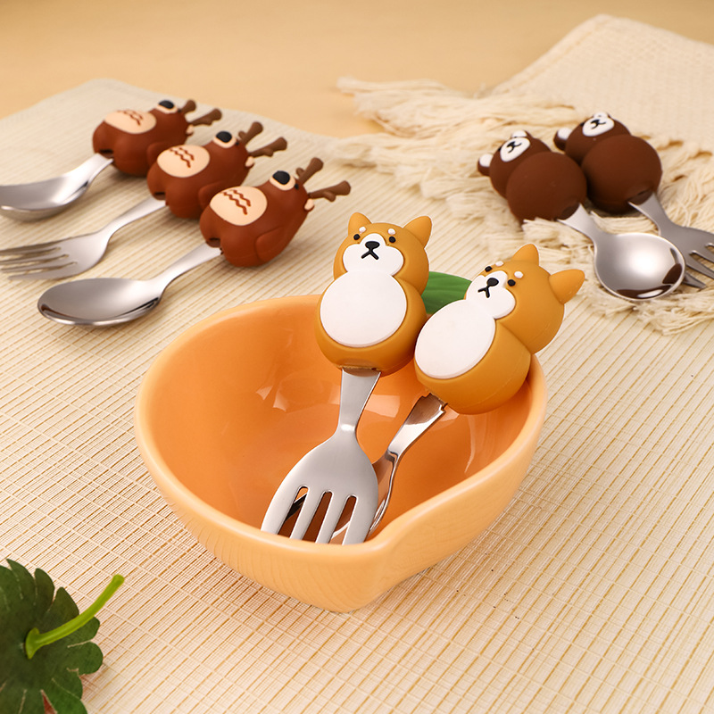 Stainless Steel Kids Spoon & F - Baby Food Knife Set 评论和价格