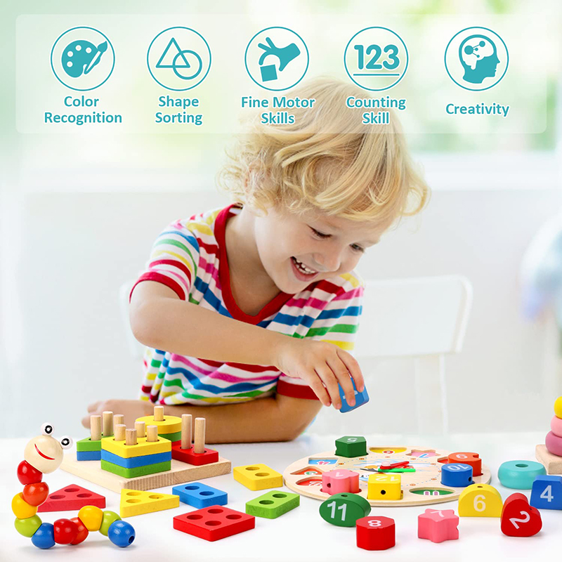 5-6pcs/set Montessori Wooden T - Baby Food Game 评论和价格
