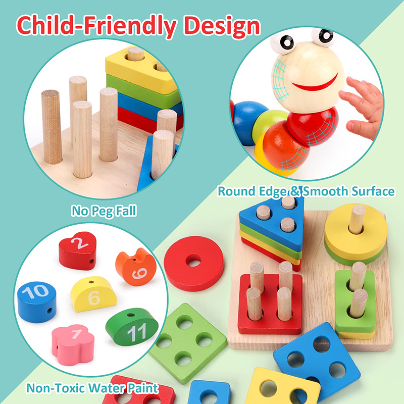 5-6pcs/set Montessori Wooden T - Baby Food Game 评论和价格