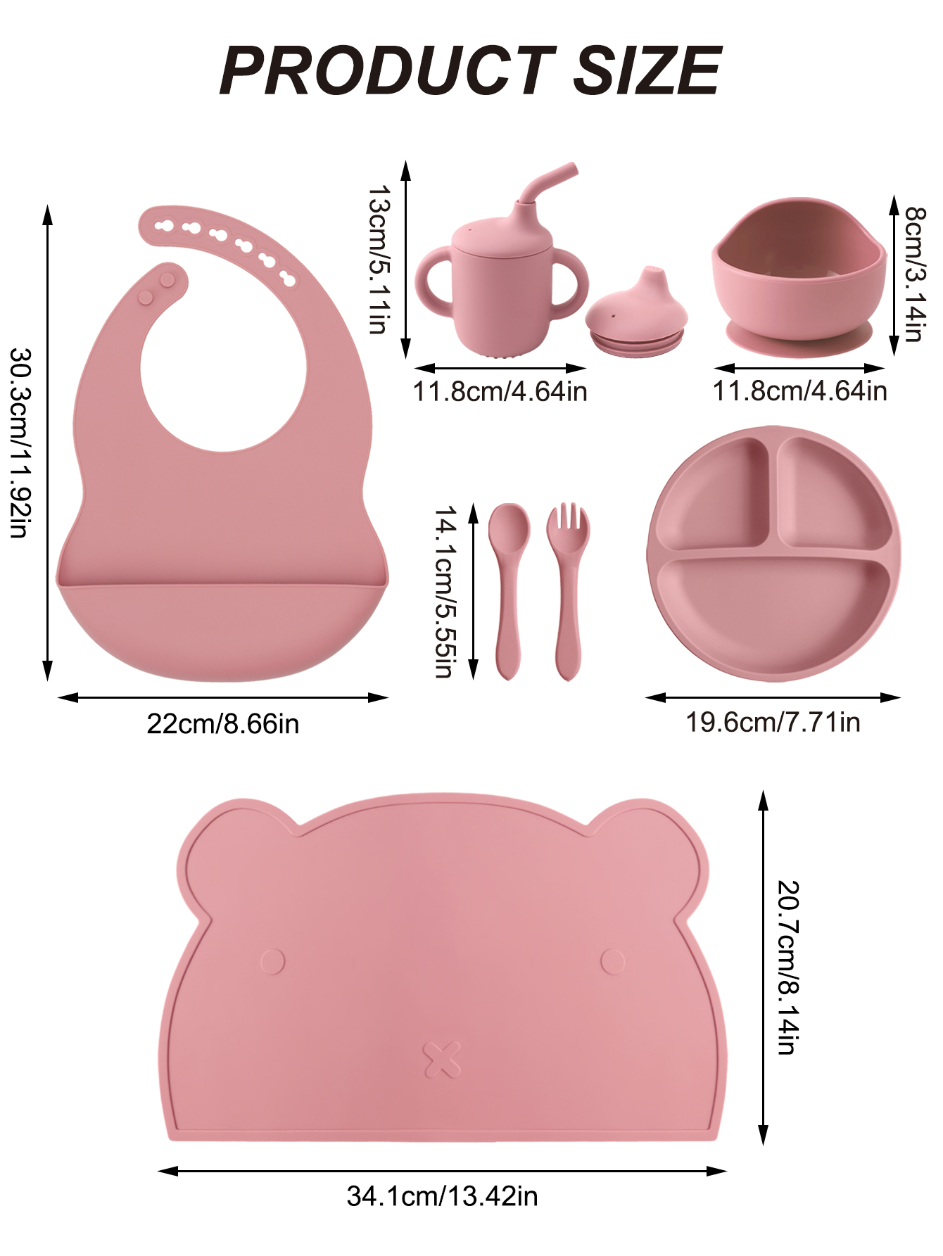 7PCS Silicone Baby Feeding Set - Self Feed Spoon 评论和价格