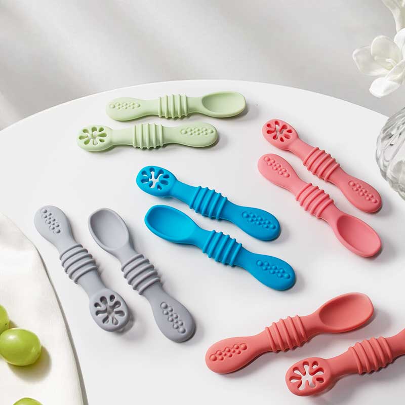 2Pcs Baby Silicone Sticky Spoo - Self Feed Spoon 评论和价格