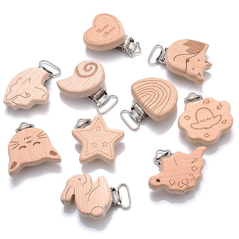 5Pcs Wooden Pacifier Clip Food - Baby Food Natural 评论和价格
