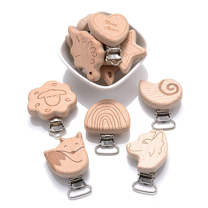 5Pcs Wooden Pacifier Clip Food - Baby Food Natural 评论和价格